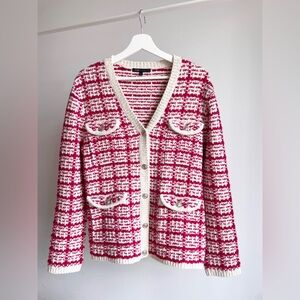 Maje Two-Tone Tweed Effect Cardigan M